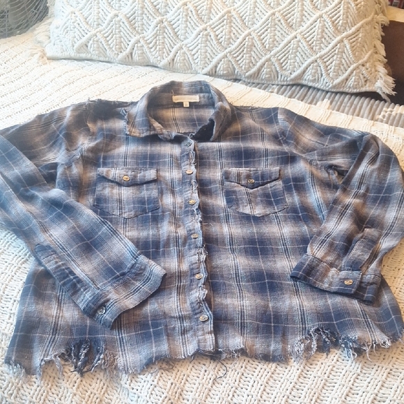 Guilded Intent Blue Plaid Button Down Shirt Size L - Picture 4 of 7
